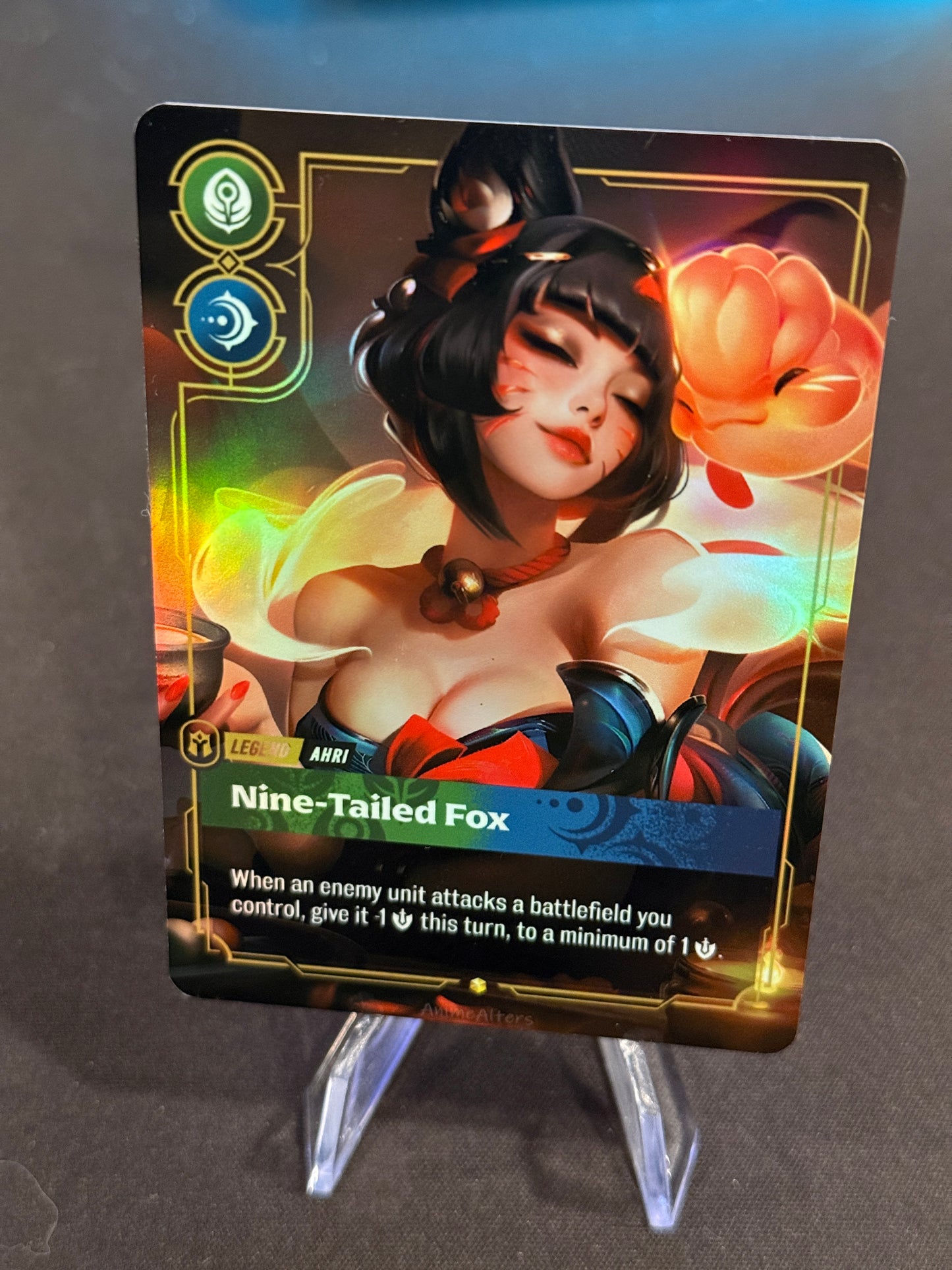Ahri - Nine Tailed Fox - Spirit Blossom Springs After Hours - Legend Proxy - Riftbound TCG